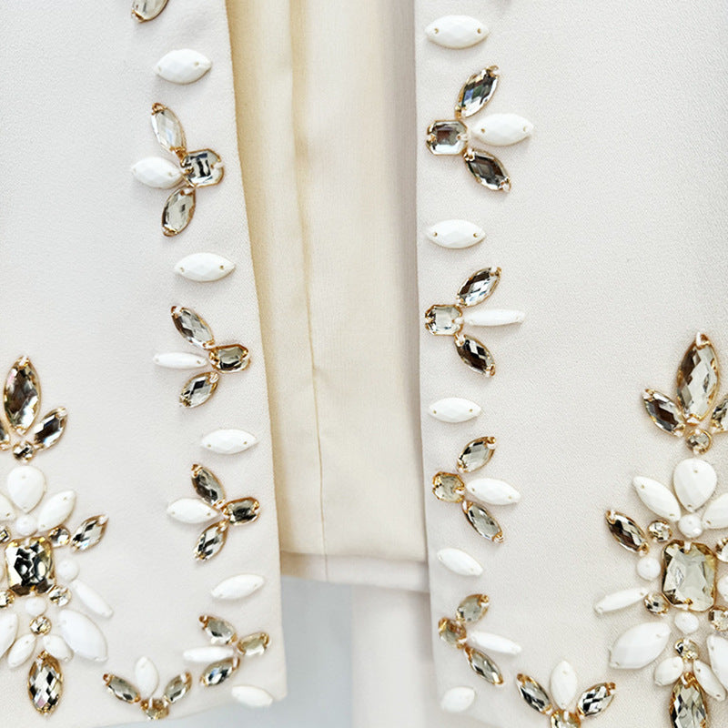 Beaded Cardigan Set With Long Skirt