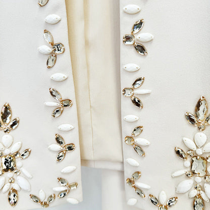 Beaded Cardigan Set With Long Skirt