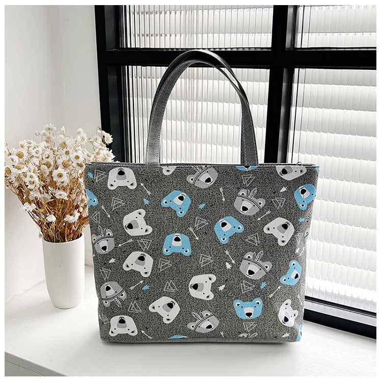 Canvas Tote Bag Vintage Style Printed Shoulder Bag