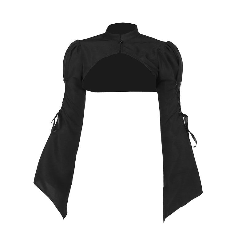 Trendy Short Sleeve Tie Front Top with Flare Sleeves