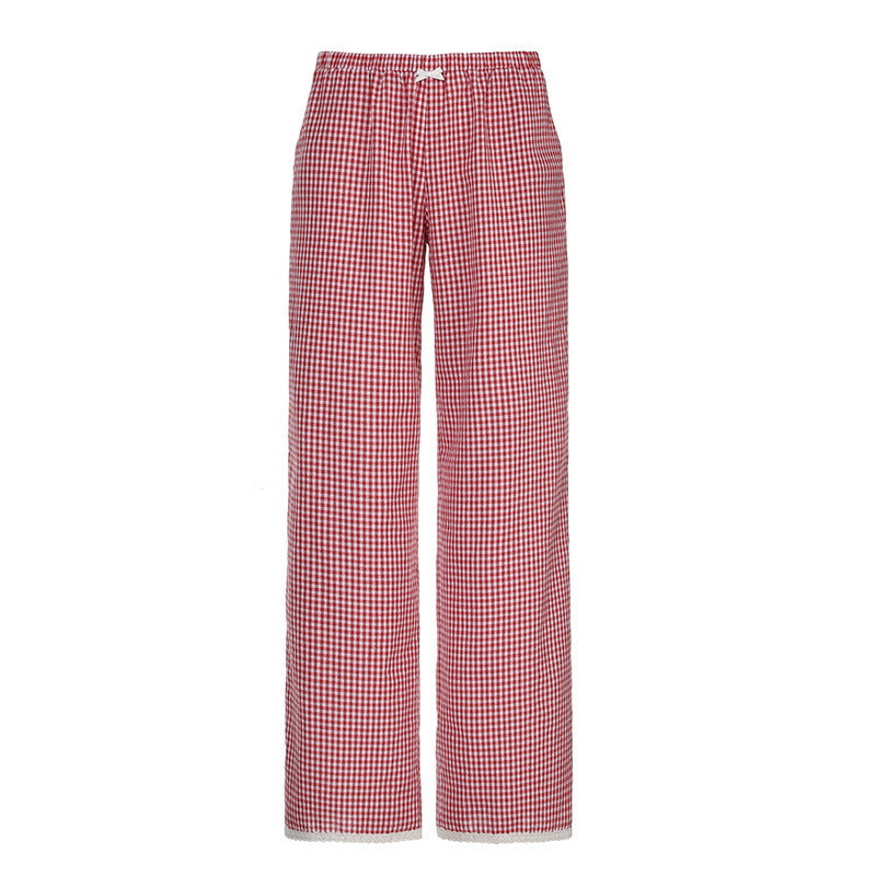 Fashion Color Block Stripe Drawstring Long Pants