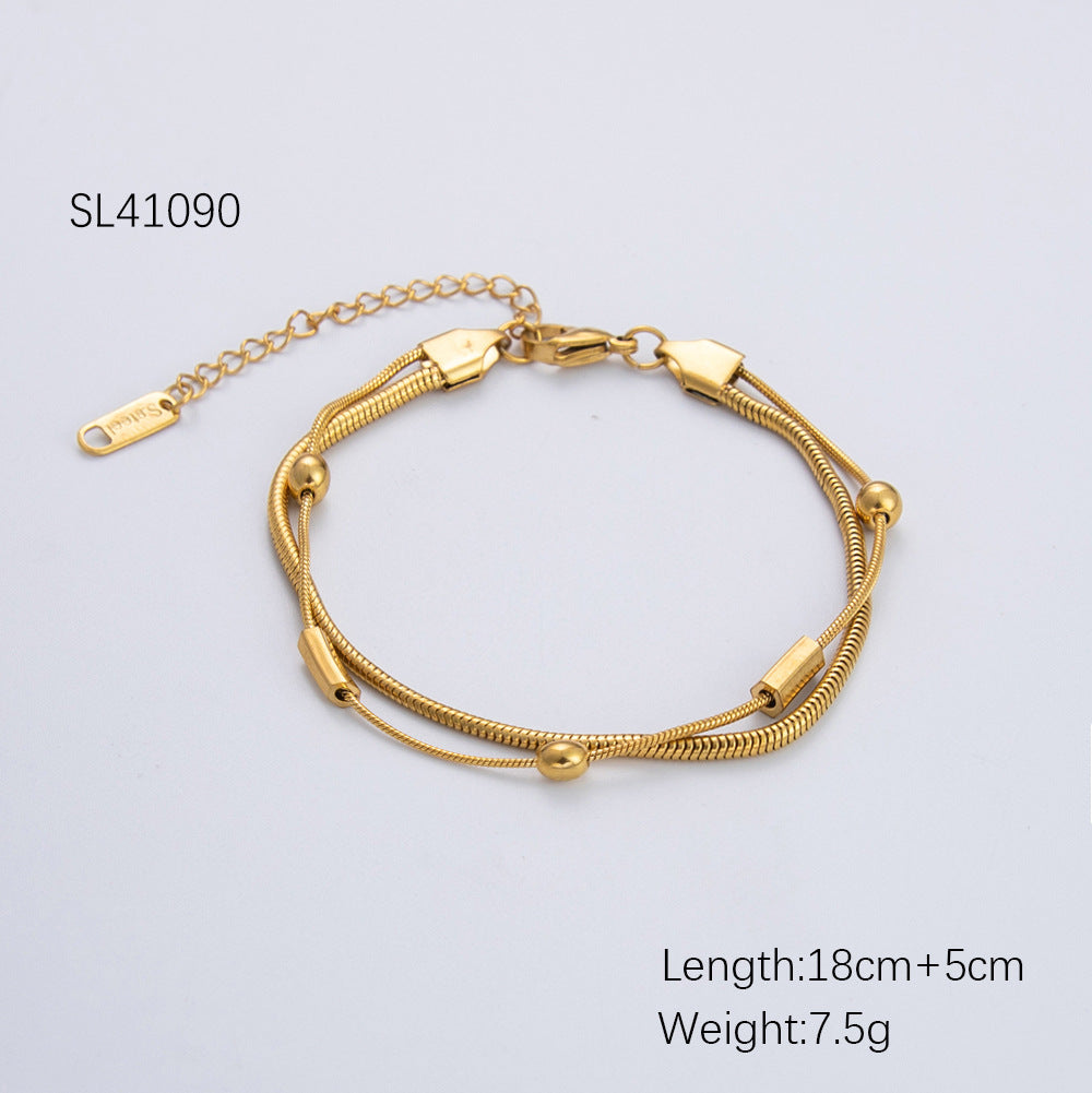 Wavy Titanium Steel Bracelet Luxurious 18K Gold Plated Women's Jewelry