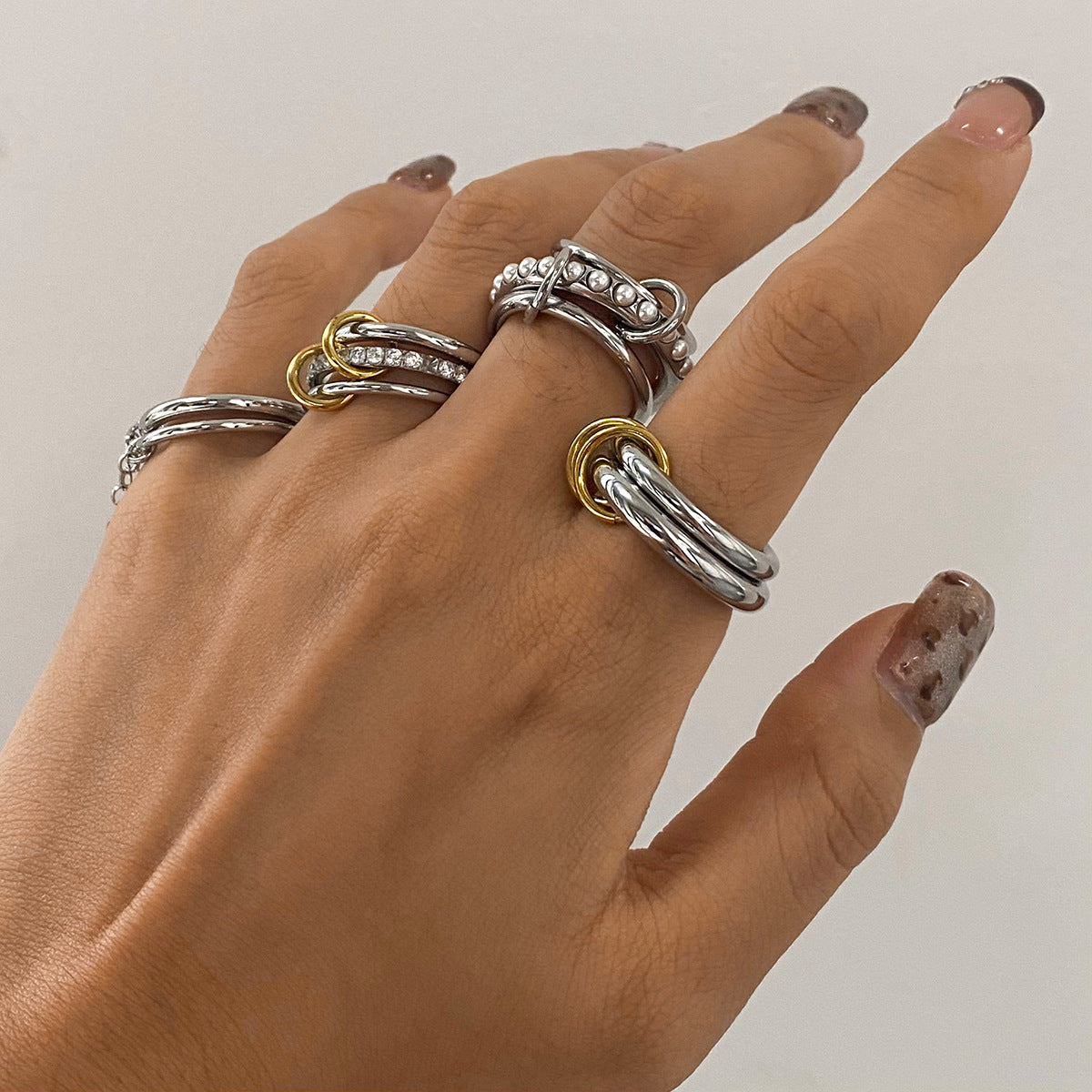 Pearl Zircon Layered Single Ring