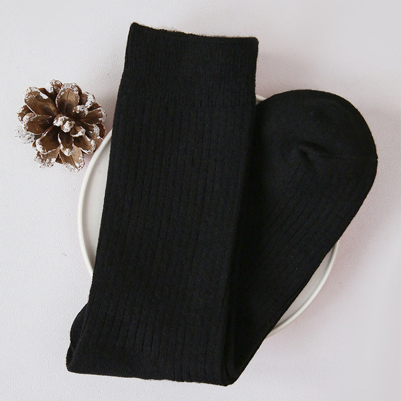 High-Quality Elastic Ribbed Mid-Calf Wool Socks for Men and Women