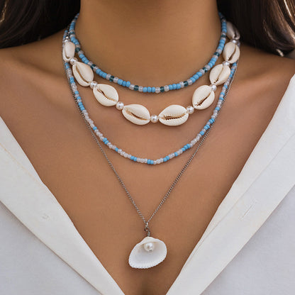 Beach Starfish Bead Necklace Vintage Pearl-Like Pendant