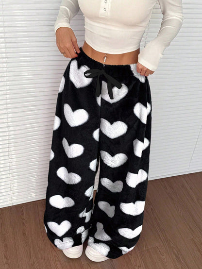 Casual Leopard Print Elastic Waist Wide Leg Pants