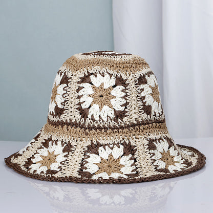 Bohemian Style Papyrus Big Eaves Sunshade Fisherman Hat Travel Sunscreen Sun Hat Beach Hat