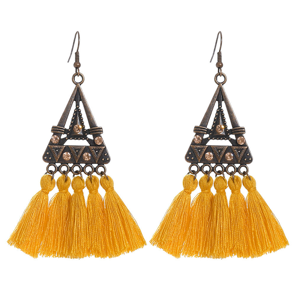 Trendy Ethnic Style Tassel Earrings Colorful Jewelry