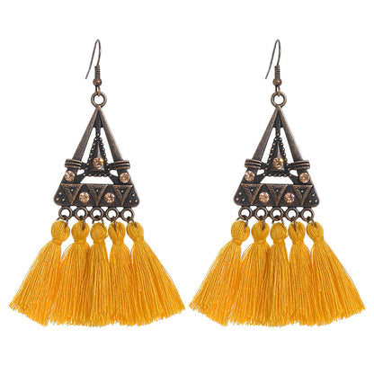 Trendy Ethnic Style Tassel Earrings Colorful Jewelry