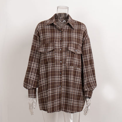 Plaid Long Sleeve Shirt With Pockets