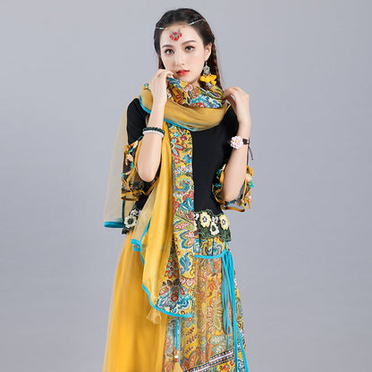 Summer New Ethnic Style Retro Printed Mesh Tassel Versatile Scarf Multi Functional Shawl