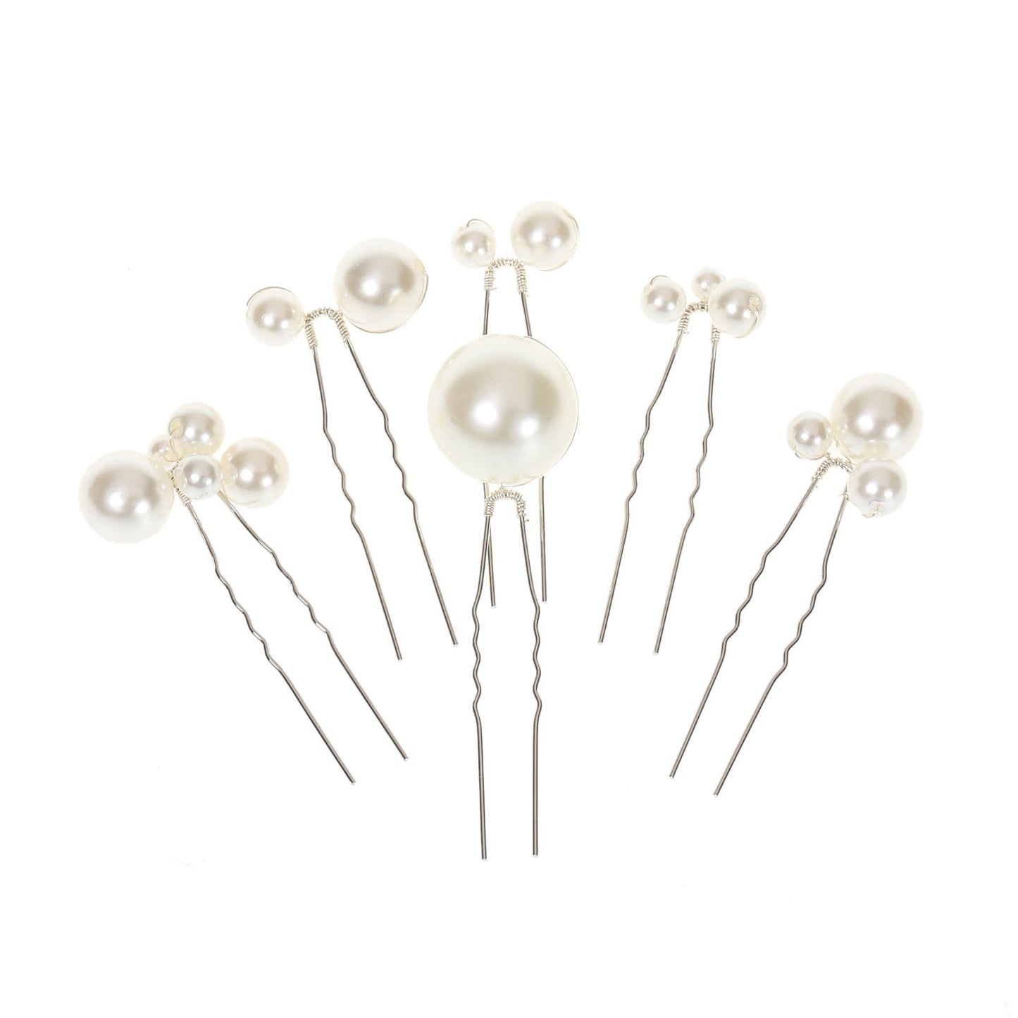 Bridal Wedding Hair Pins Set of 6 Pearl U-Shaped Hair Accessories