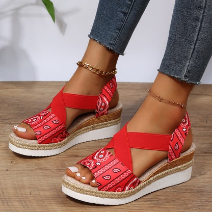 Summer New Flat Bottom Slope Heel Fish Mouth Casual Women'S Sandals