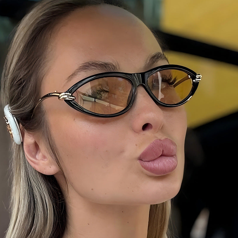 Cat Eye UV400 Sunglasses with Metal Chain Legs