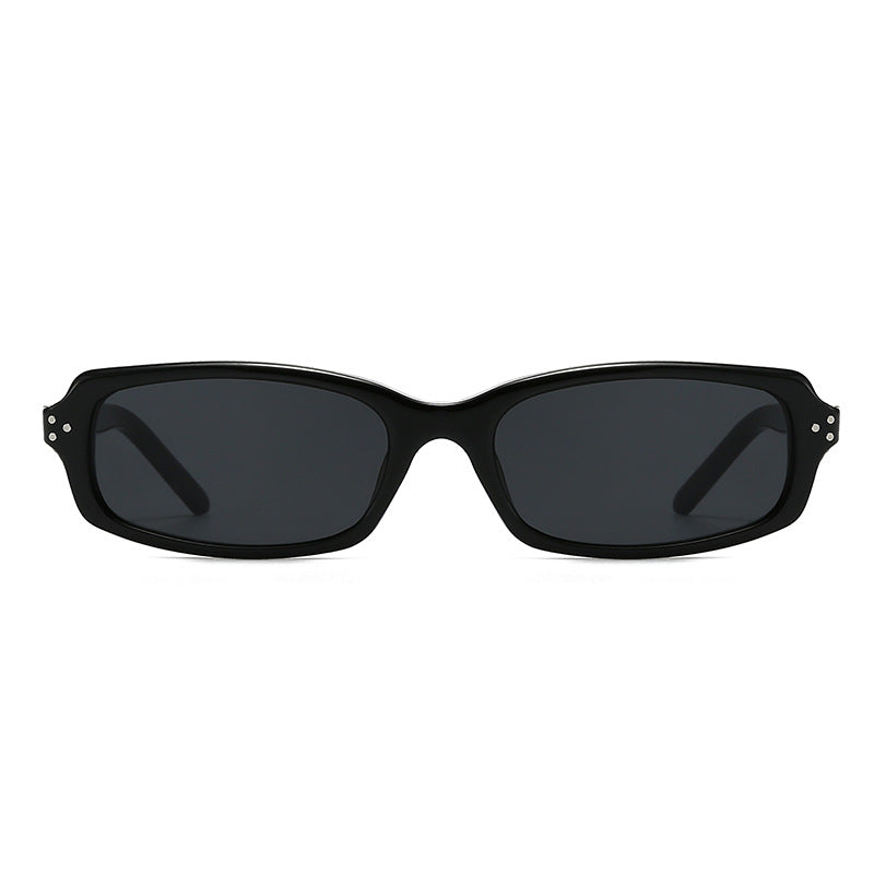 Rectangle Frame Sunglasses with Studs Trendy Casual UV400 Protection