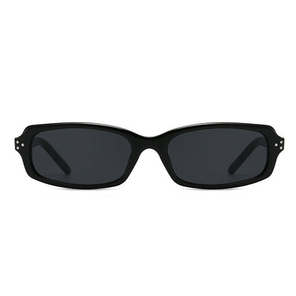 Rectangle Frame Sunglasses with Studs Trendy Casual UV400 Protection