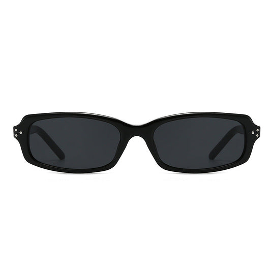 Rectangle Frame Sunglasses with Studs Trendy Casual UV400 Protection
