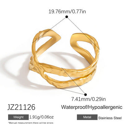 Open-Ended Leaf-Shaped Stainless Steel Ring Stylish Accessory