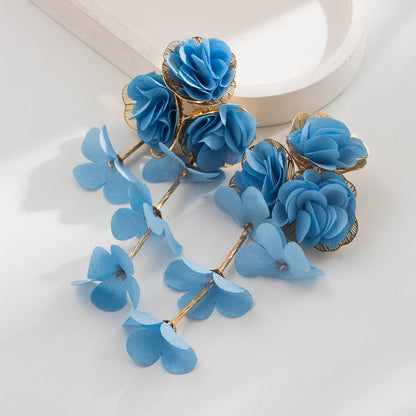 Chic Floral Chiffon Earrings Lightweight Vacation Style