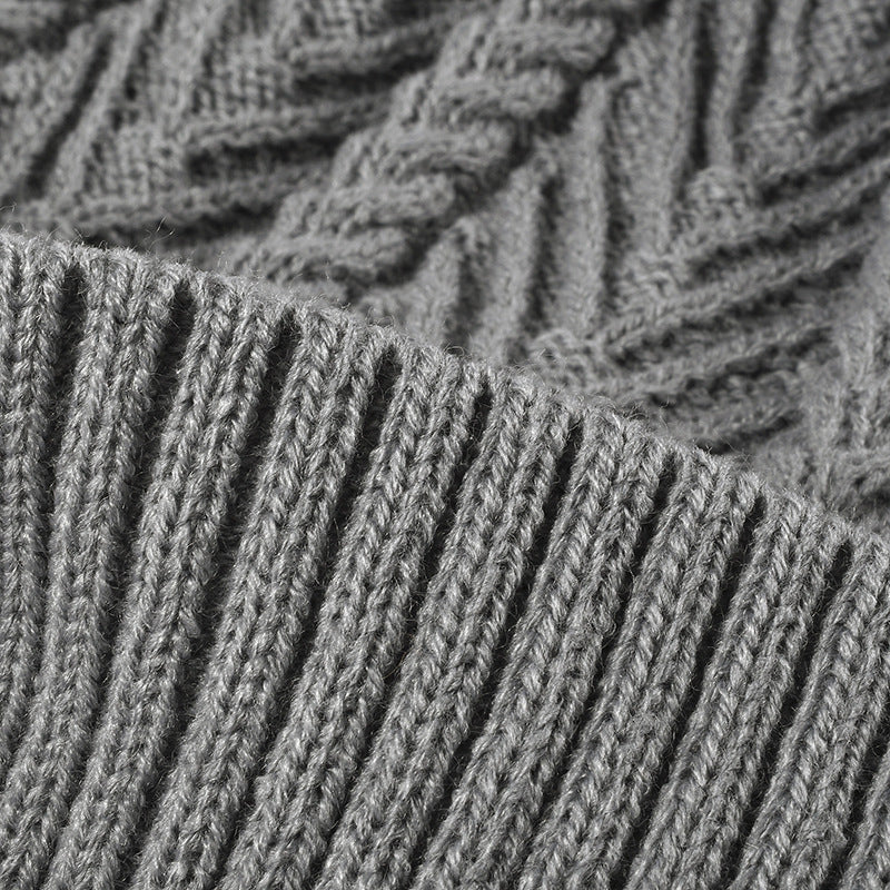 Twist Solid Color Knit Pom Beanie