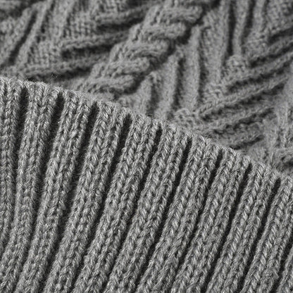 Twist Solid Color Knit Pom Beanie