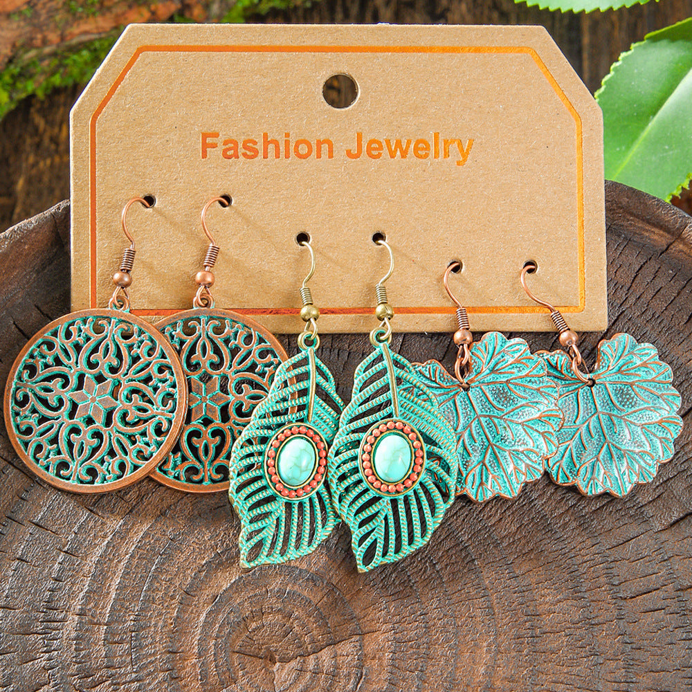 Bohemian Vintage Leaf Earrings Set Stylish Accessories