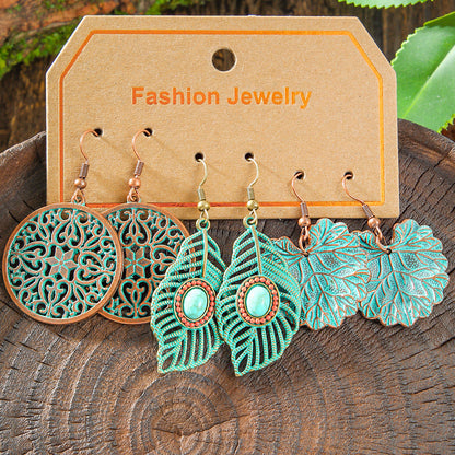 Bohemian Vintage Leaf Earrings Set Stylish Accessories