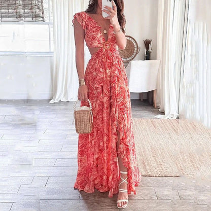 Sexy Hollow Out A-Line Dress Casual Women's Dress