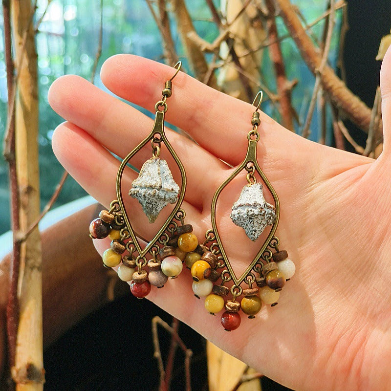 Vintage Chinese Style Tassel Beaded Earrings