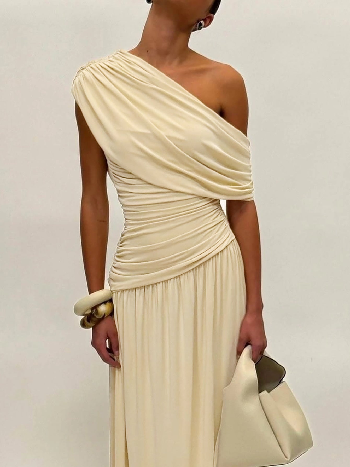 Trendy Off-Shoulder Ruched Dress Elegant Maxi Dress