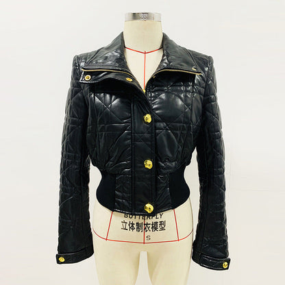 Slim Fit Short PU Leather Motorcycle Jacket