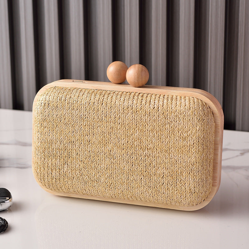 Woven Fabric Evening Clutch Bag Stylish Handheld Purse