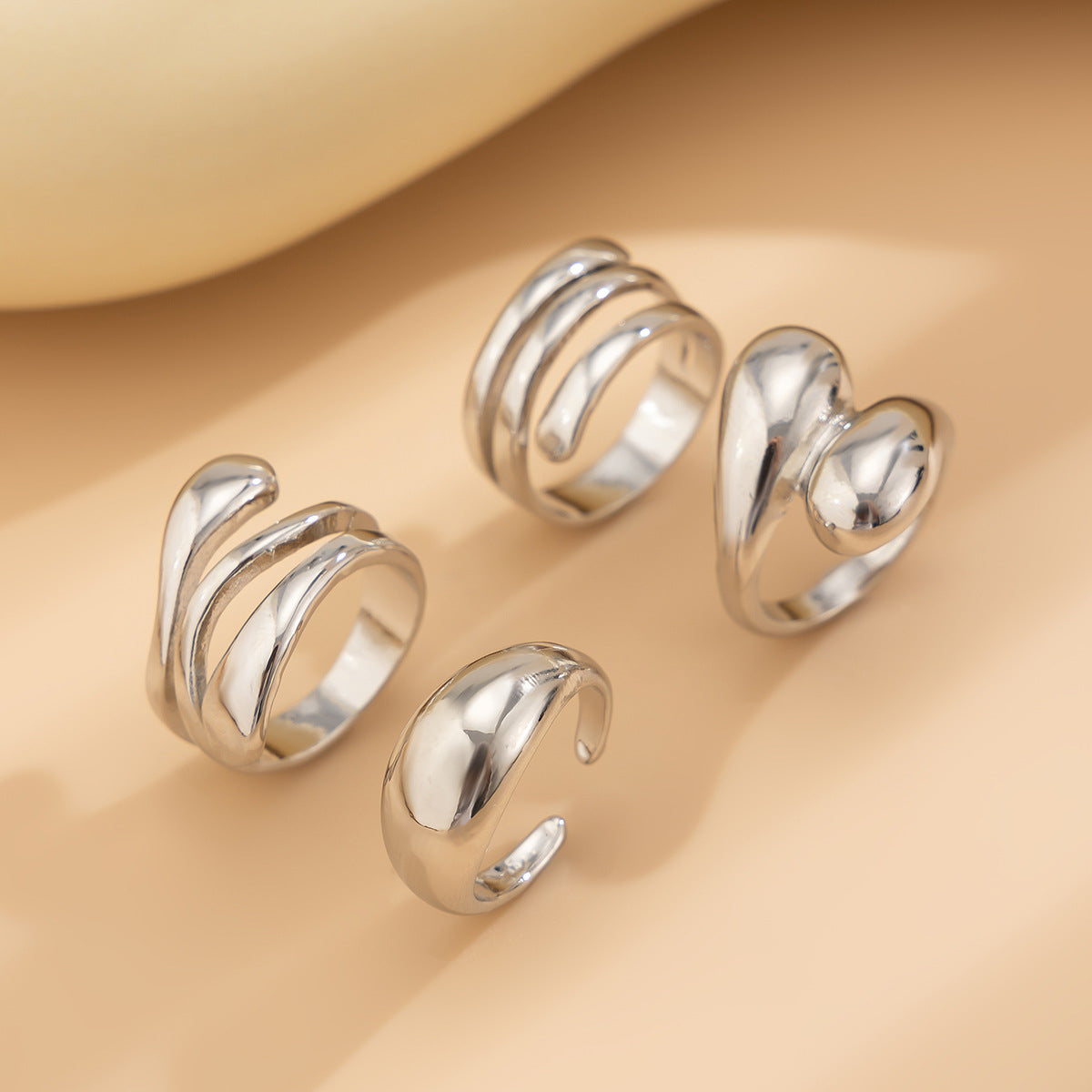 Punk Irregular Line Pearl Bracelet Alloy Set