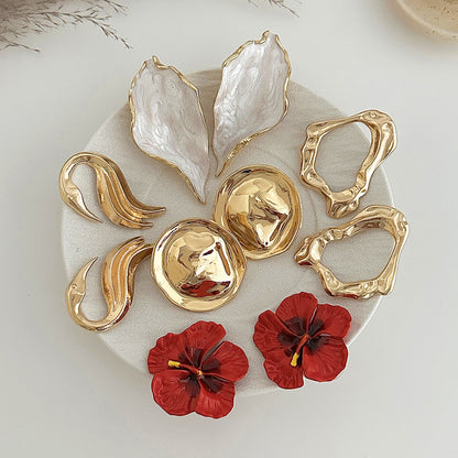 Floral Drop Oil Earrings Trendy Metal Leaf Design