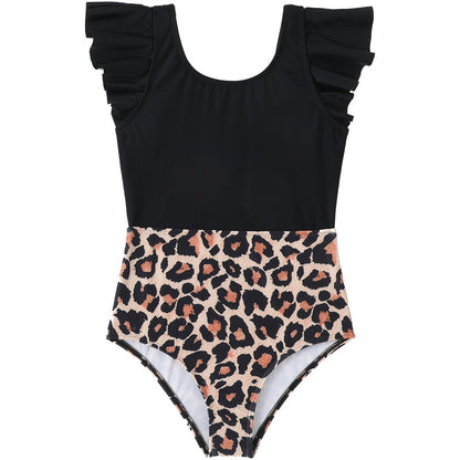 New Girls' One-Piece Swimwear With Ruffles Nylon Fabric