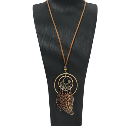 Bohemian Tassel Natural Feather Necklace Ethnic Vintage Jewelry