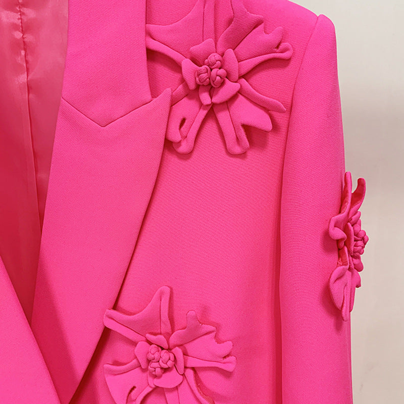 Double-Breasted Embroidered Suit Jacket & Pants Set