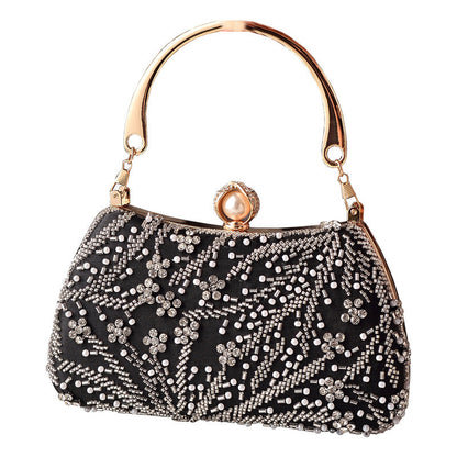 Embroidered Evening Clutch Bag in Silk for Weddings and Parties