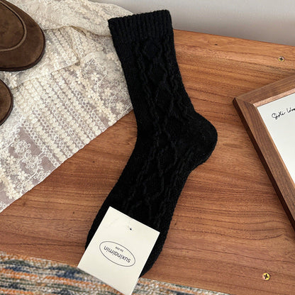 Trendy Cable Knit Wool Warm Crew Socks