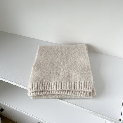 Soft Wool Solid Color Ribbed Winter Scarf
