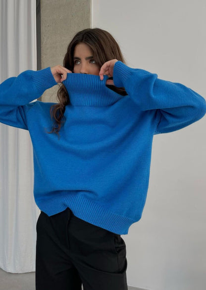 High Neck Knit Sweater Soft Knit Fabric