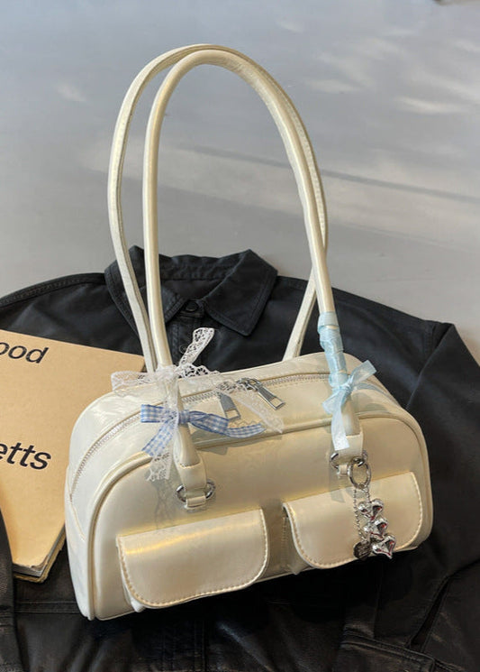 Patent Leather Shoulder Bag with Double Pocket