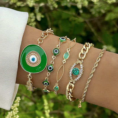 Bohemian Evil Eye Bracelets Set With Rhinestones