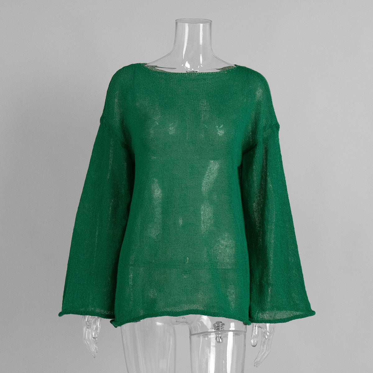 Hollow Knit T-Shirt with Flared Sleeves