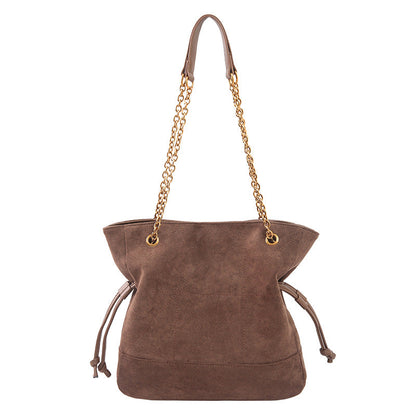 Retro Suede Tote Bag With Chain Strap Stylish Casual Shoulder Bag
