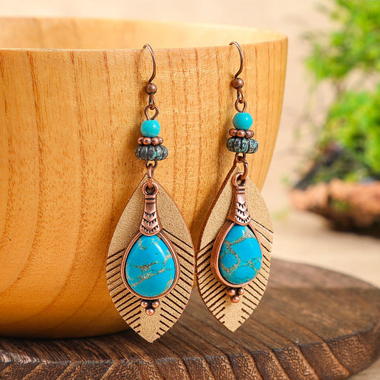 Bohemian Style Leaf Earrings Trendy Zinc Alloy Jewelry