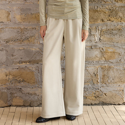 High-Waisted Wide-Leg Wool Blend Trousers for Women