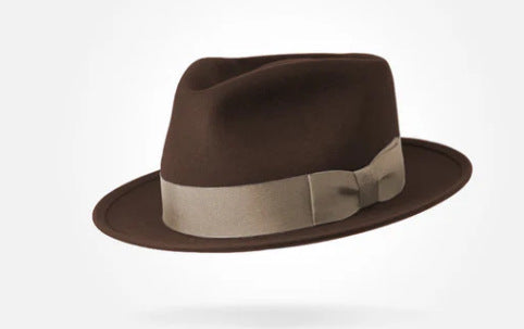 Classic Wool Felt Fedora Hat for Autumn and Winter