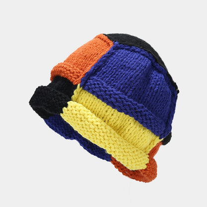 Winter Thermal Color Contrast Handmade Beanie Hat