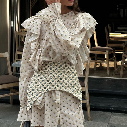 Elegant Ruffled Sleeve Shirt Dress with Waist Tie